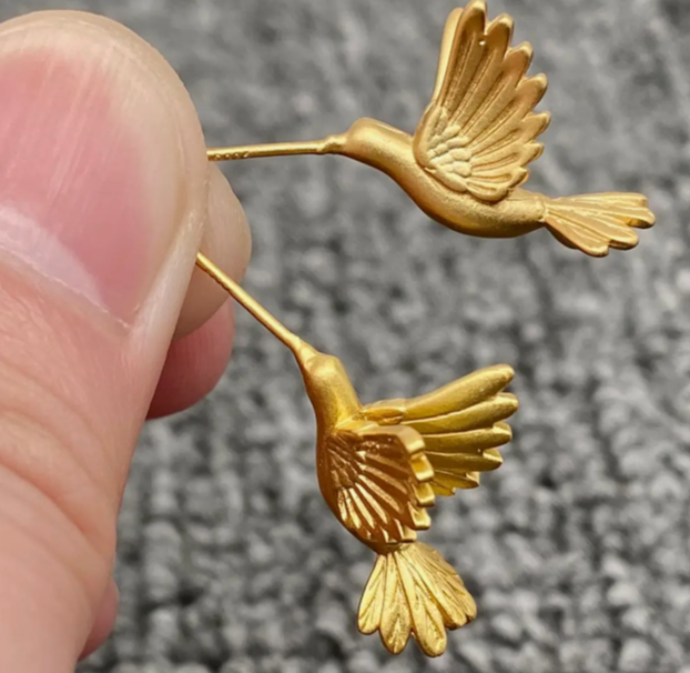 18K Gold Plated Hummingbird Studs