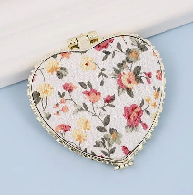 Pocket Floral Heart Mirror