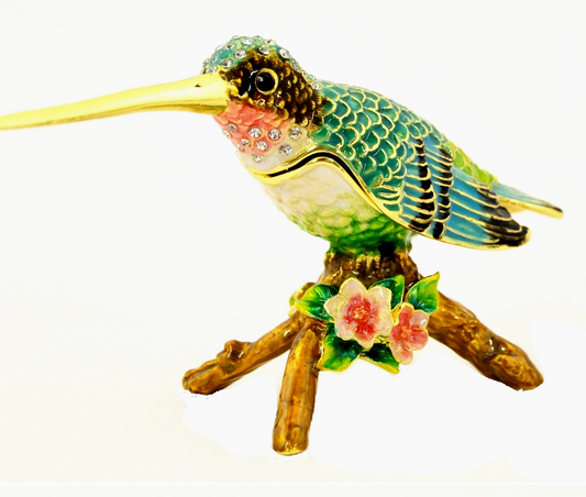 Hummingbird on Branch Trinket Box