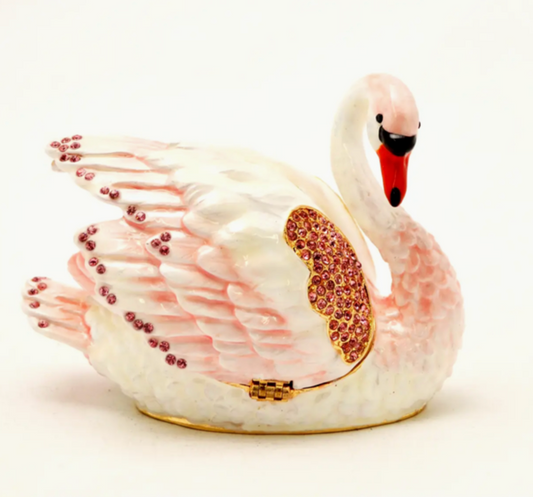 pink Swan Trinket Box