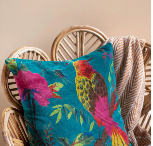 Birds of Paradise Velvet pillow cover
