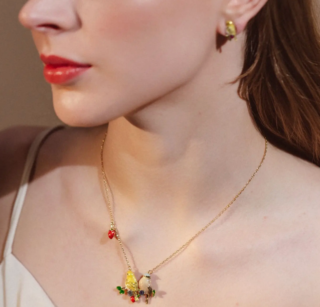 Goldcrest & Coal Feathered Pendent