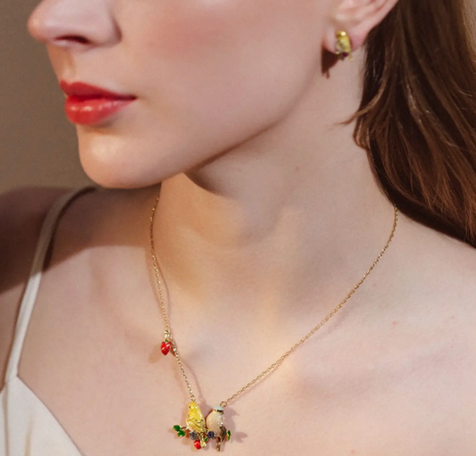 Goldcrest & Coal Feathered Pendent