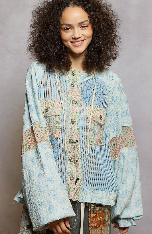 Crochet Embroidered Hoodie Jacket