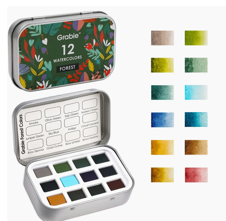 Watercolor Pocket Set of 12 - Forest Colors