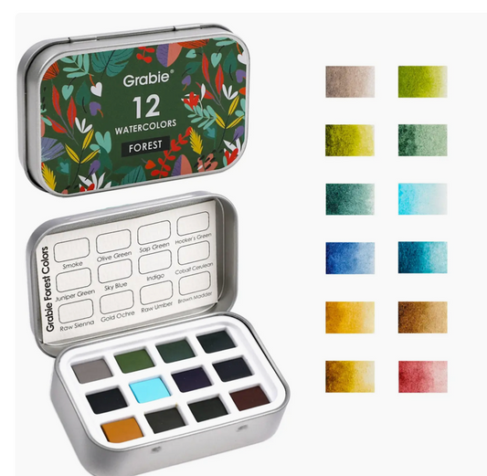Watercolor Pocket Set of 12 - Forest Colors