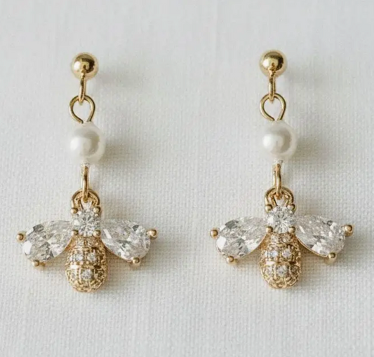 Bee-Inspired Gemstone Drop Earrings