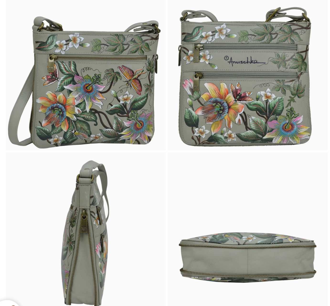 Hand-Painted Leather Expandable Travel Crossbody