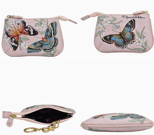 Hand-Painted Leather Medium Zip Pouch