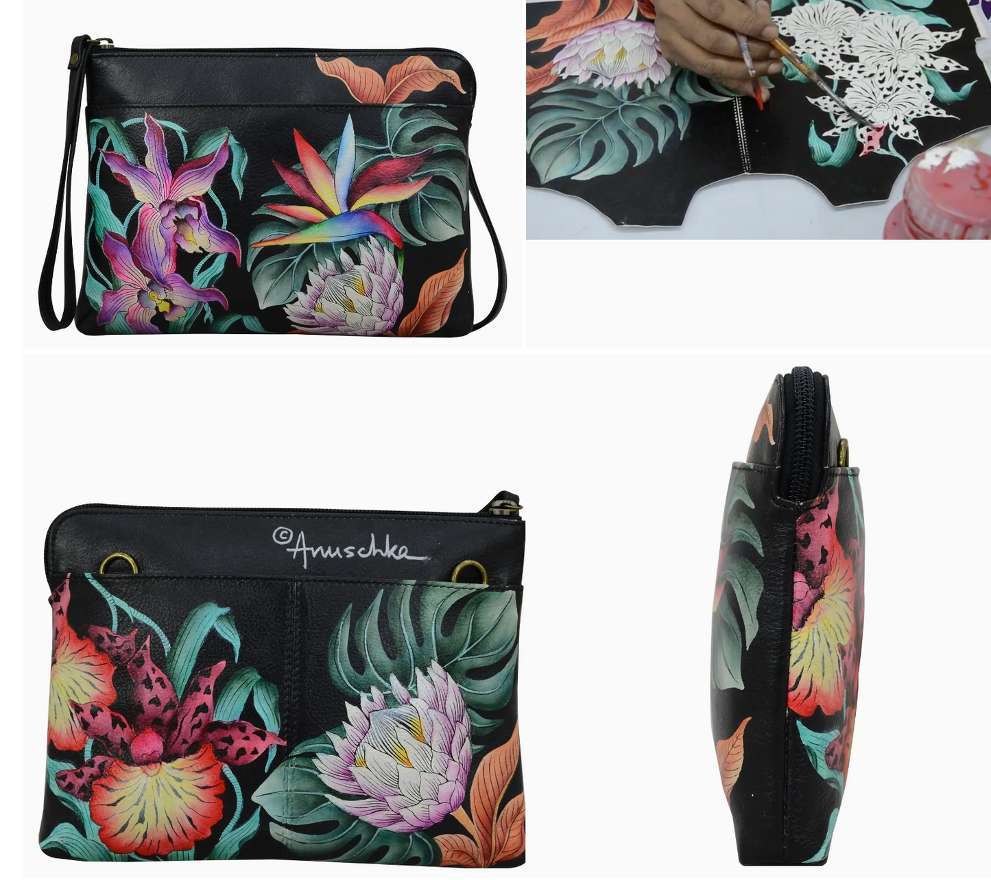 Hand-Painted Leather Three-in-One Clutch
