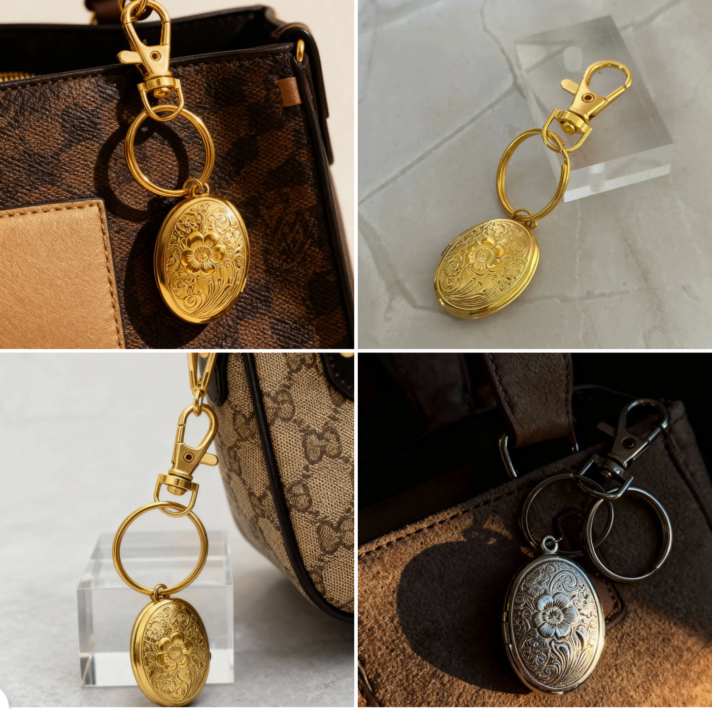 Floral Locket Bag Charm