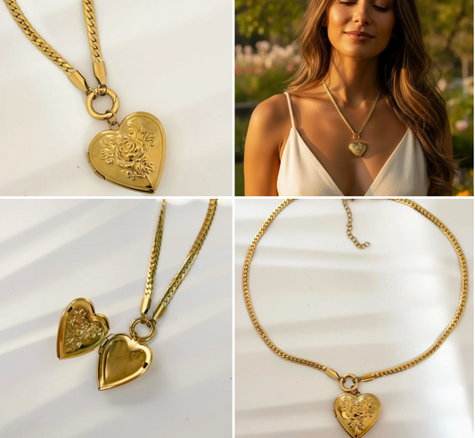 Love Vintage Heart Locket Necklace