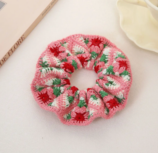 Bohemian Hand-Knitted Crochet Scrunchies