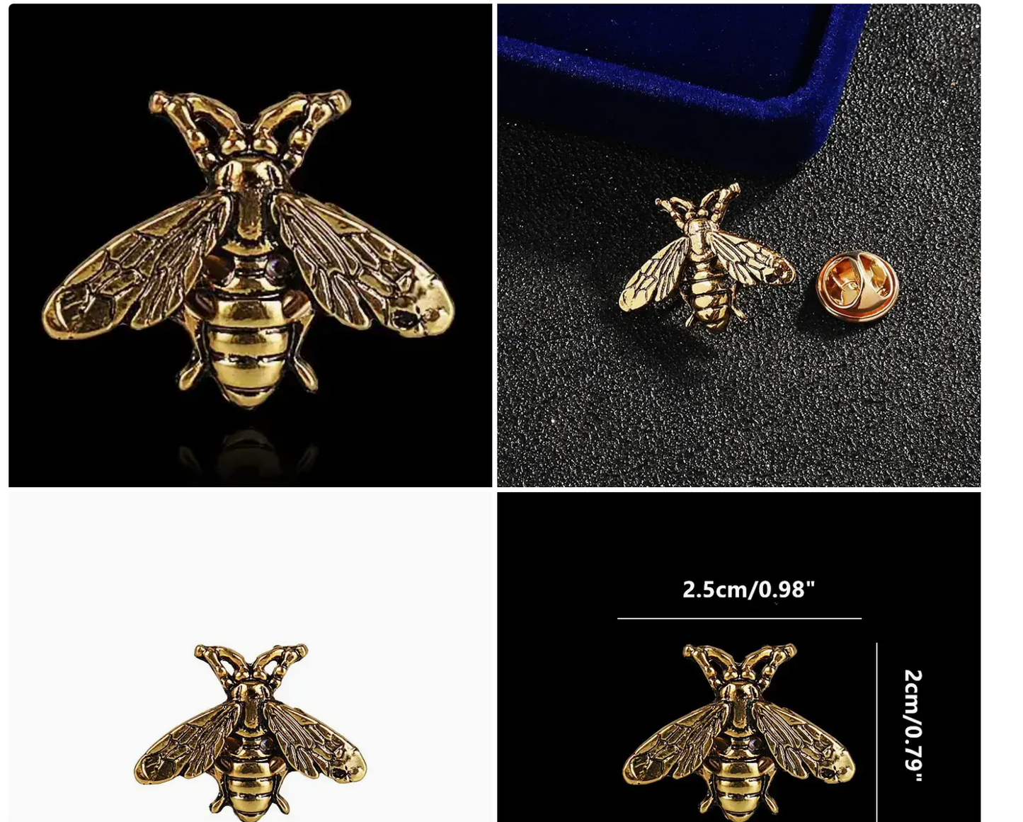 Retro Golden Bee Brooch - Creative Jewelry