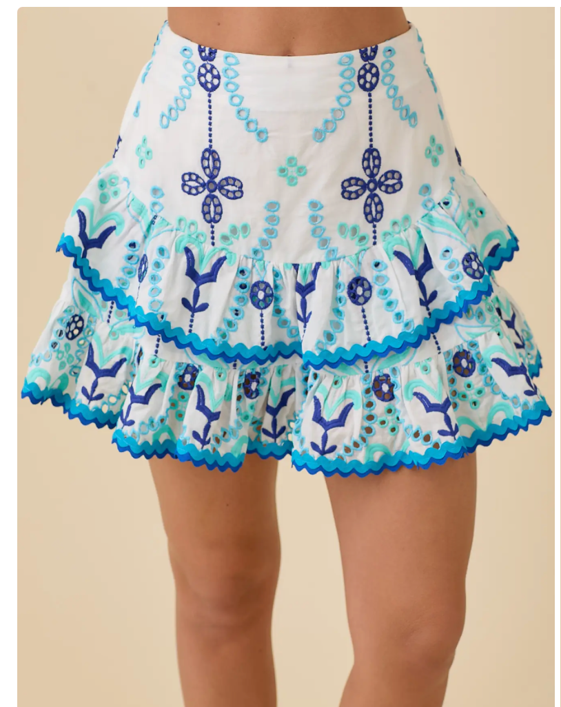 Eyelet Skort with Ric Rac Trim Detail