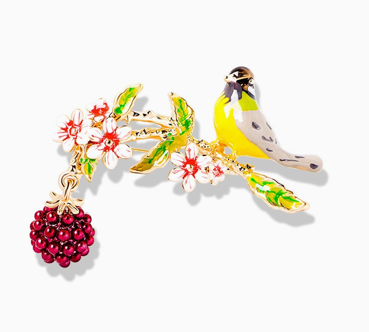 Bird on Floral Branch