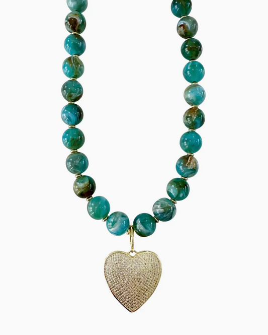 Beaded Necklace with Heart