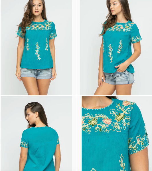 Chloe Top In Turquoise