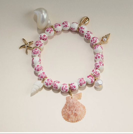 Floral Beaded Seashell Cham Bracelet