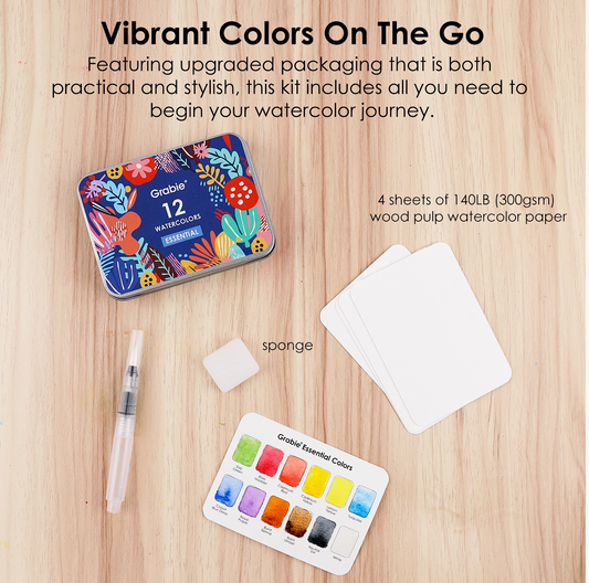 Watercolor Pocket Set of 12 With Brush