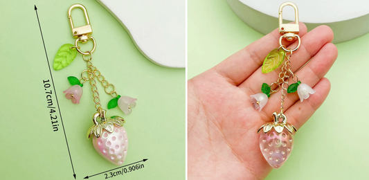 Strawberry Lily of the Valley Keychain Bag Charm