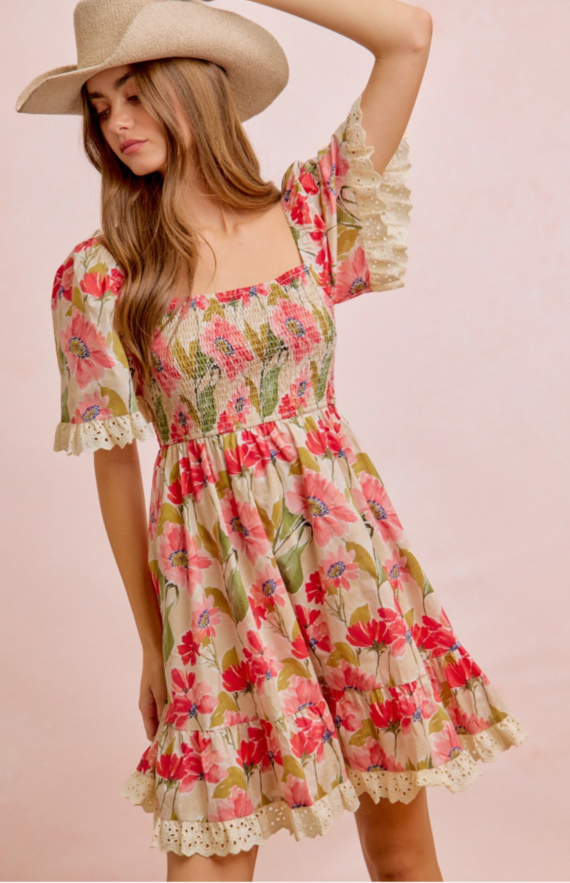 Dress- Floral Smocked