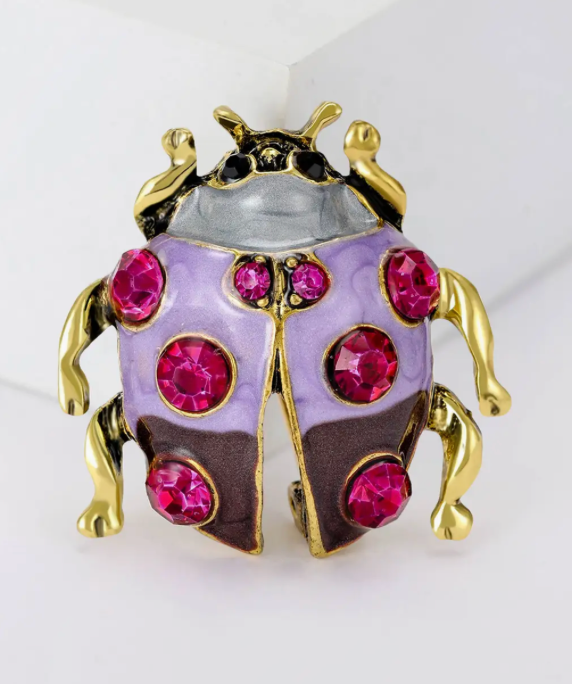 Ladybug Brooch- with Rhinestones