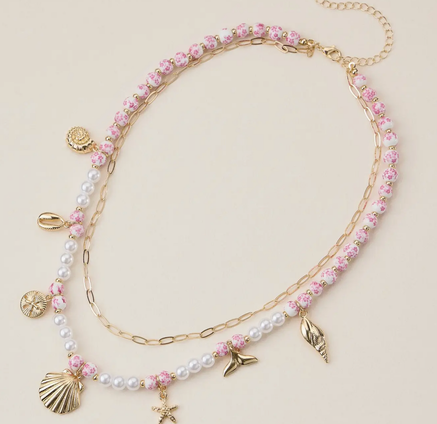 Beaded Necklace with Coastal charms