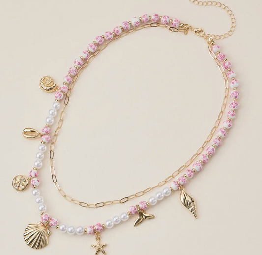 Beaded Necklace with Coastal charms