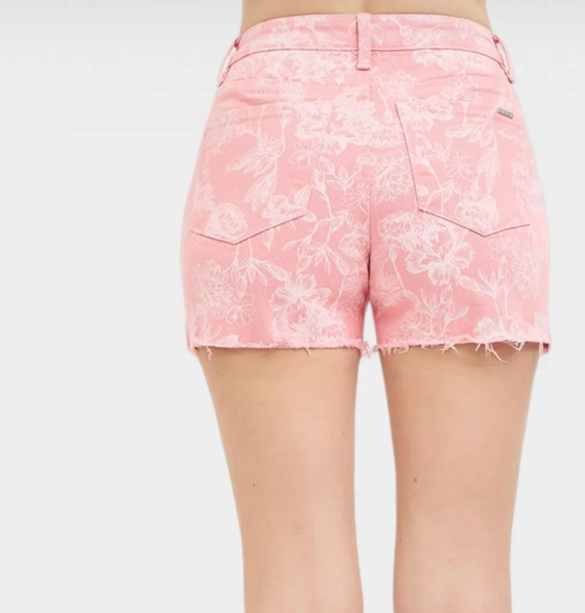 Pink Floral Denim Shorts