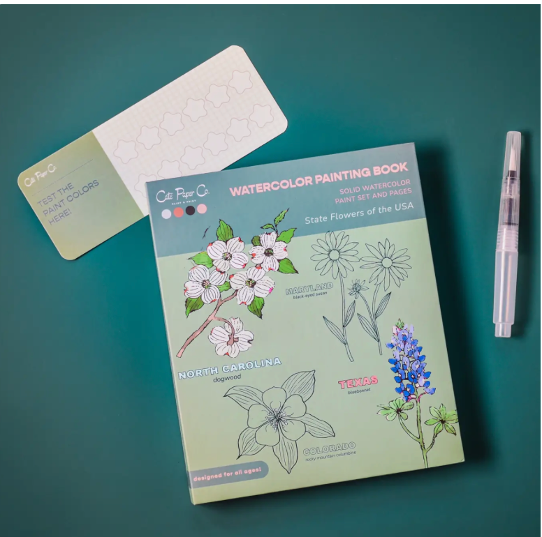 Watercolor Book and Paint Set - State Flowers