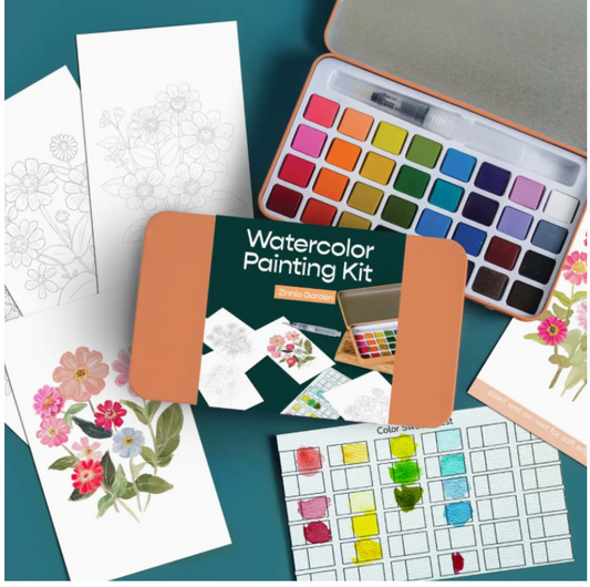 Zinnia Garden Watercolor Painting Kit