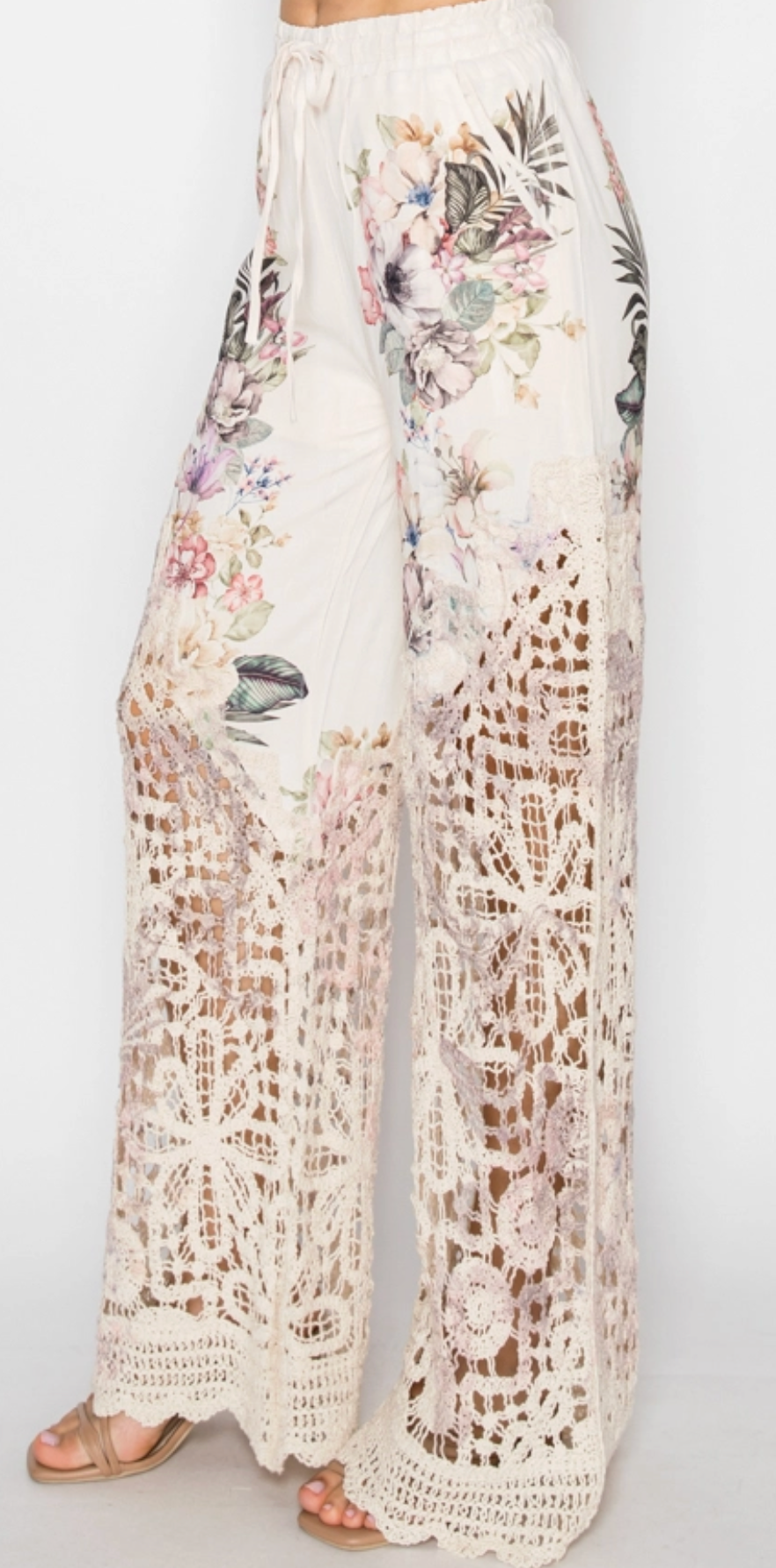 Crocheted-detailed pants