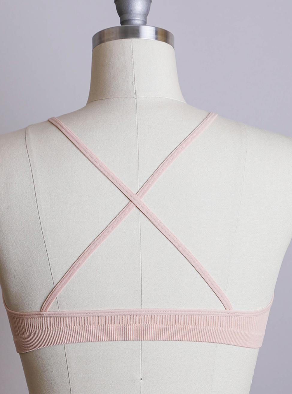 Crochet Lace High Neck Crop Top - Blush