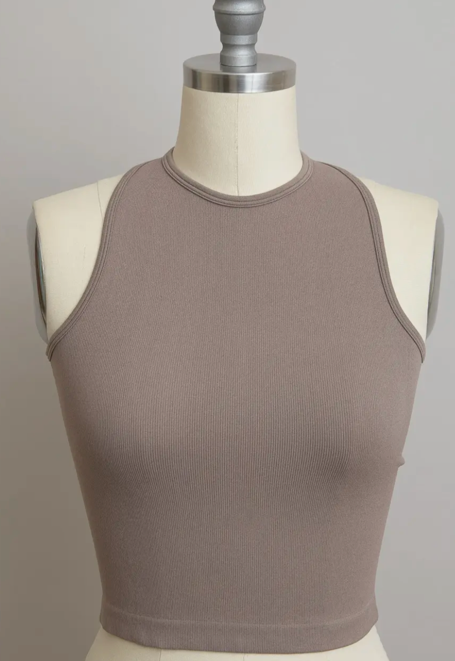 Chic and Modern High Neck Brami - Mocha