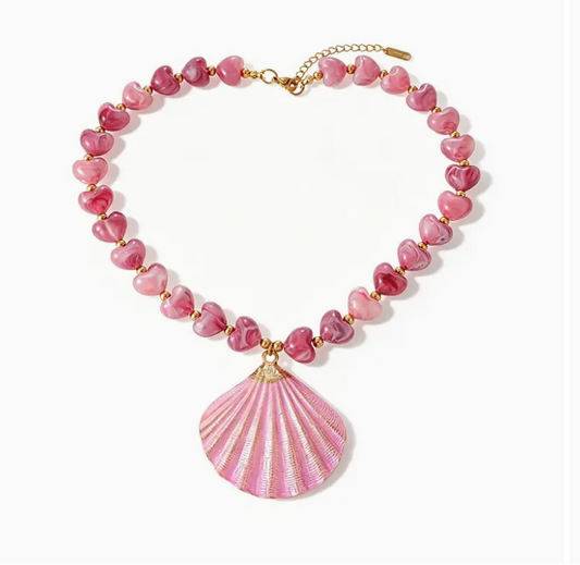 Sea Life Statement Necklace- Pink