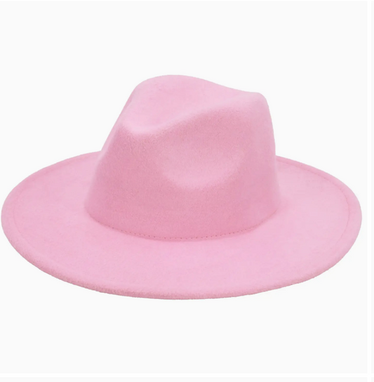 Wide Brim Felt Rancher Hat ~Pink