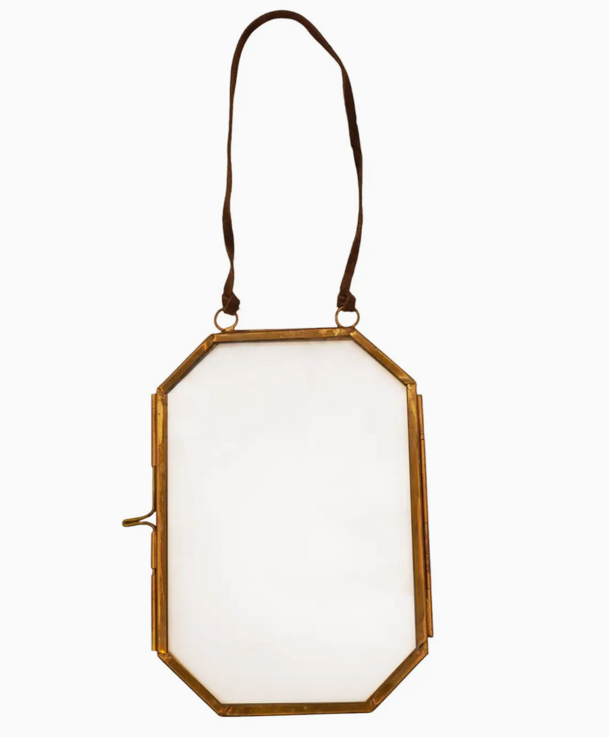 Brass Hanging Octagon Photo Frame - 3.75” X 5.5”