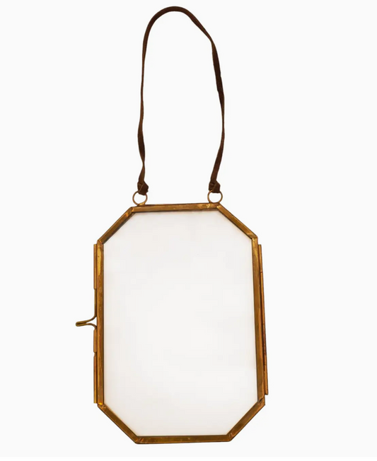 Brass Hanging Octagon Photo Frame - 3.75” X 5.5”