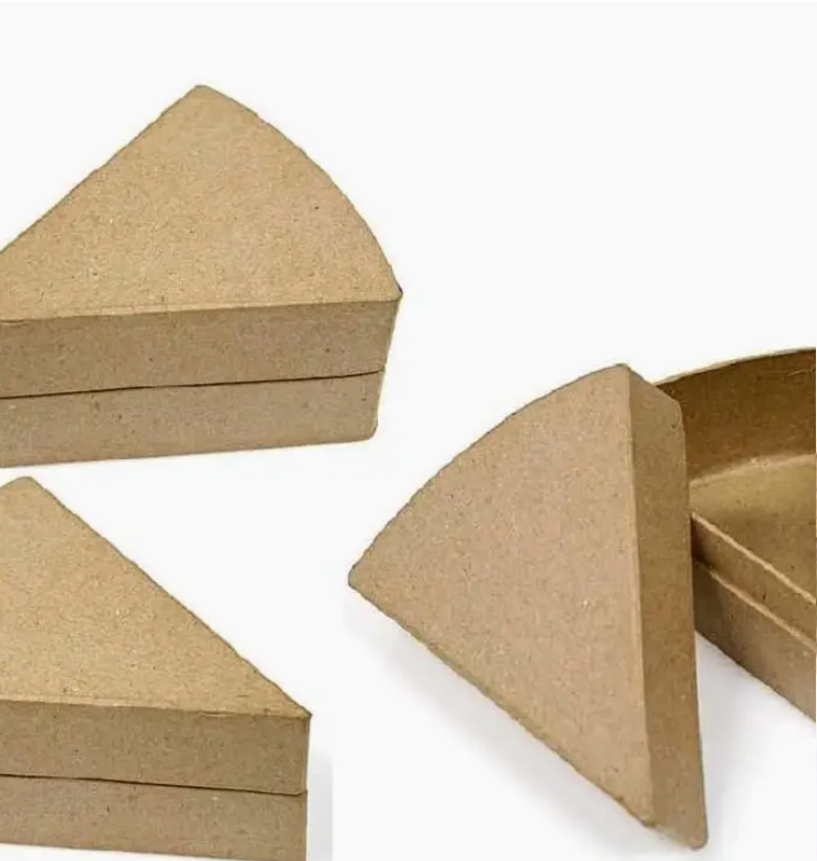 Paper Mache Cake Slice Shaped Box