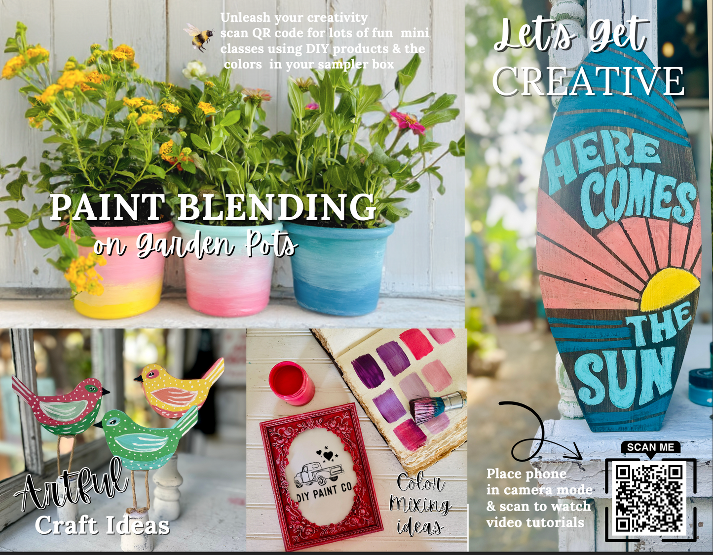 Summer DIY Paint SAMPLER Box 8 Colors 2oz jars! Limited Time Only
