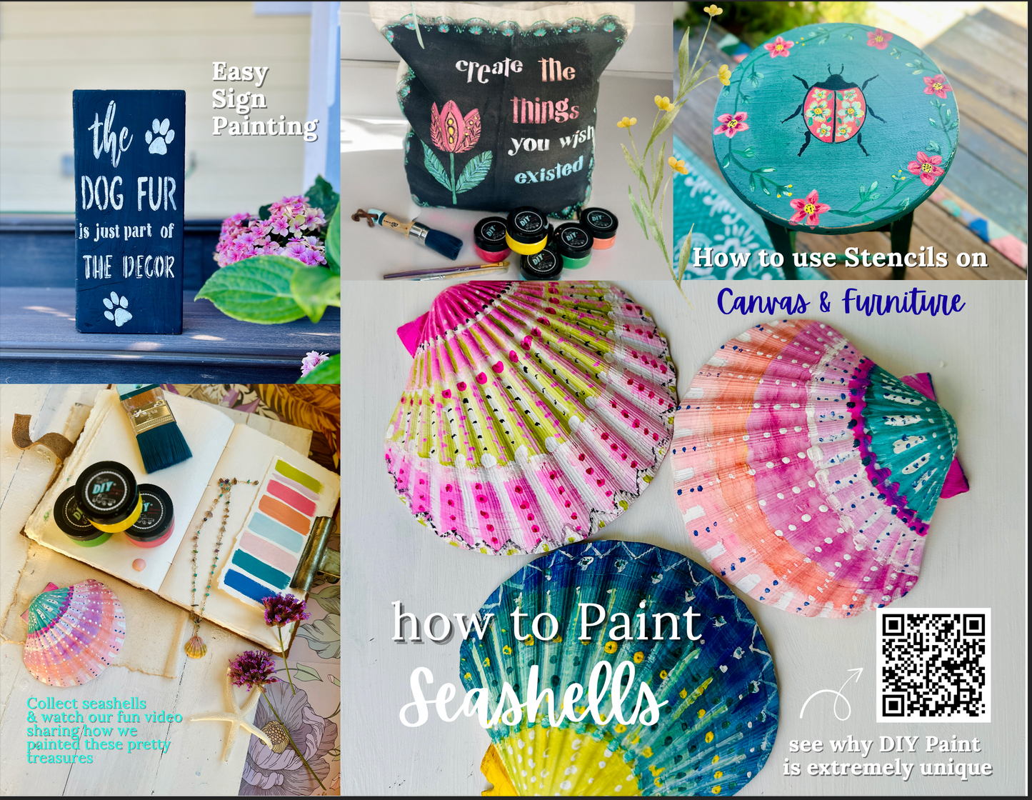 Summer DIY Paint SAMPLER Box 8 Colors 2oz jars! Limited Time Only