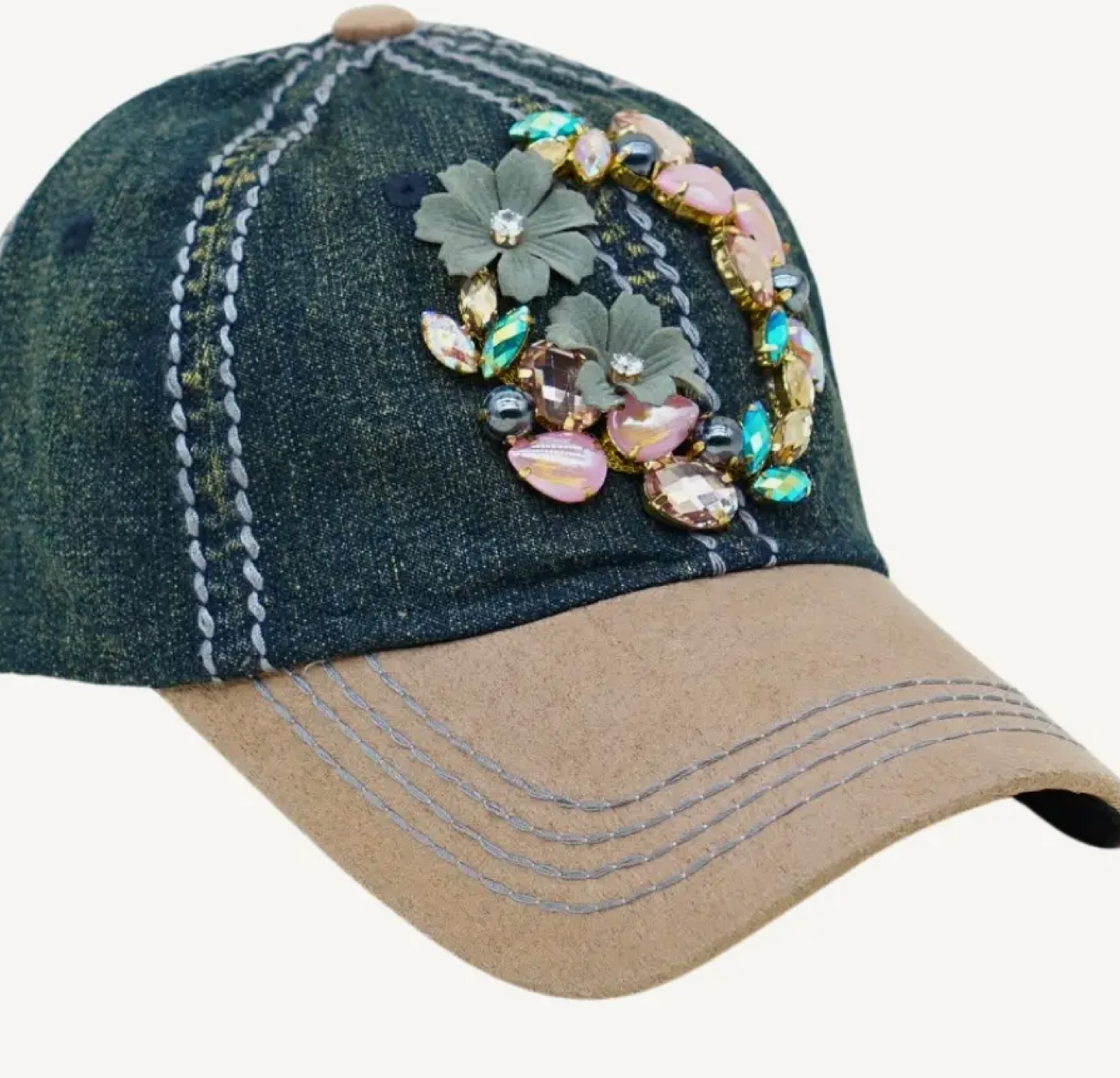 Fancy bejeweled and embroidered Trucker Hats