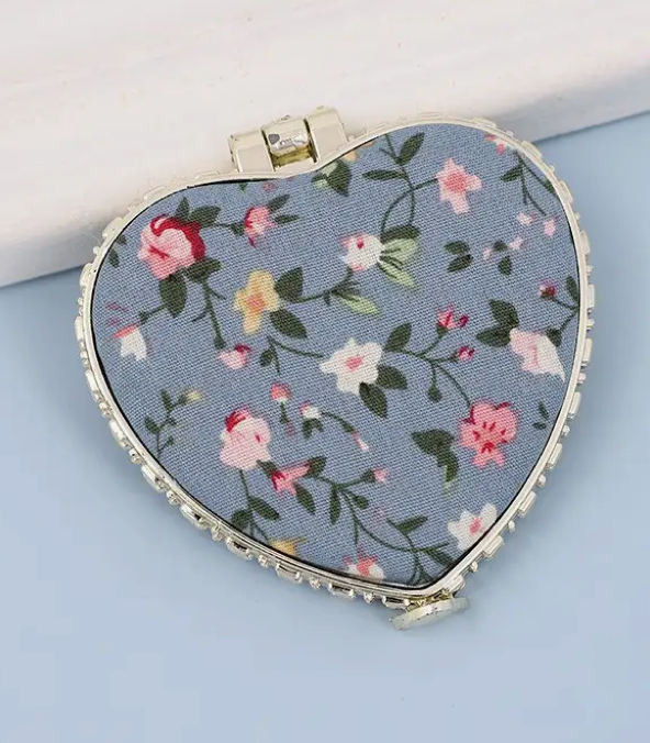 Pocket Floral Heart Mirror