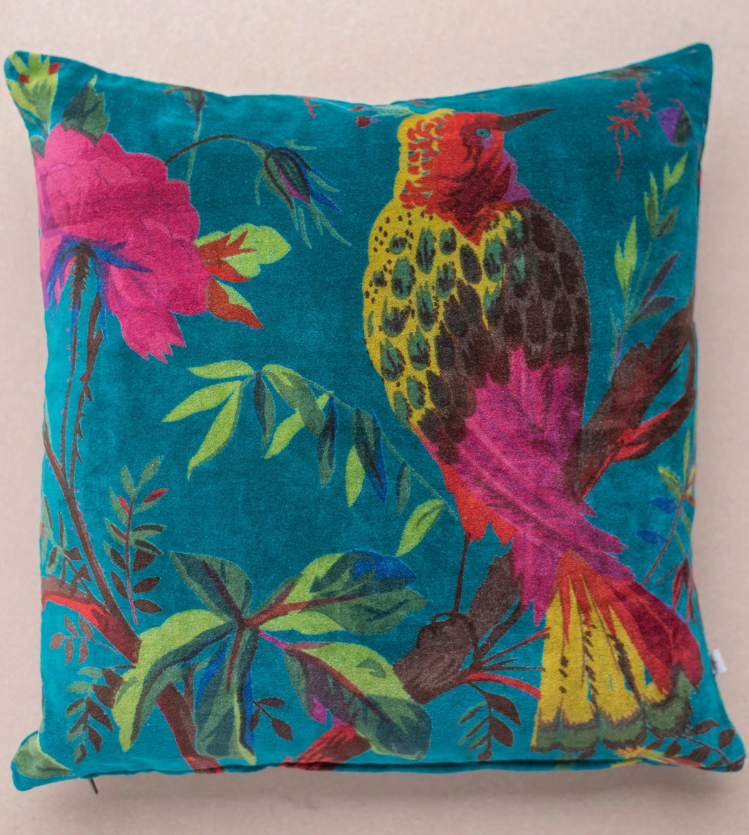Birds of Paradise Velvet pillow cover