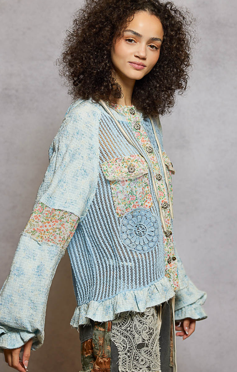 Crochet Embroidered Hoodie Jacket