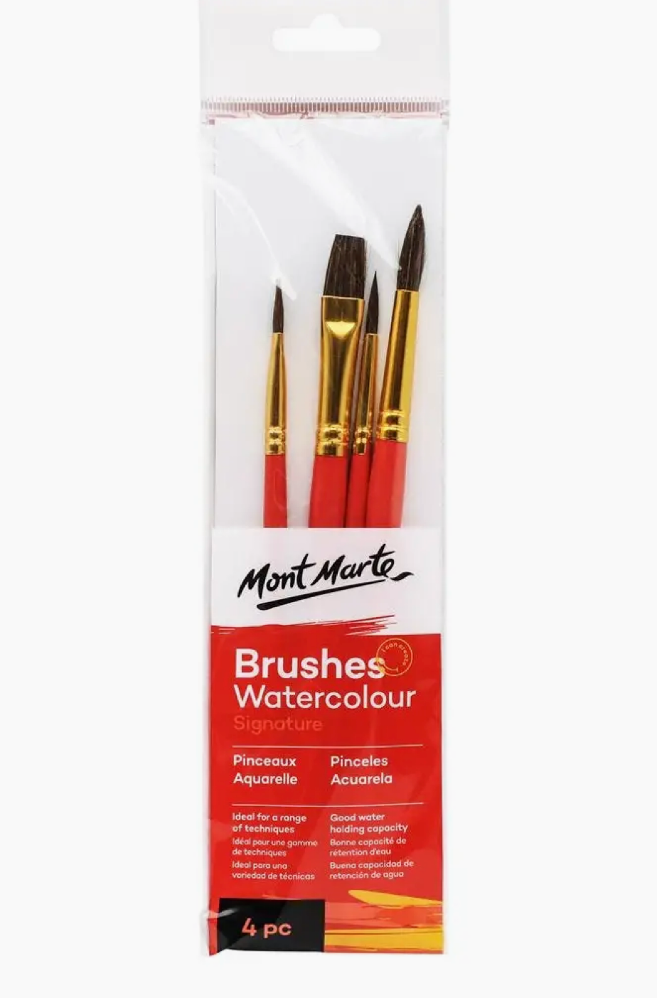 Watercolor Brushes Signature 4pc - Flat and Round Brushes