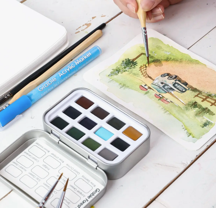 Watercolor Pocket Set of 12 - Forest Colors