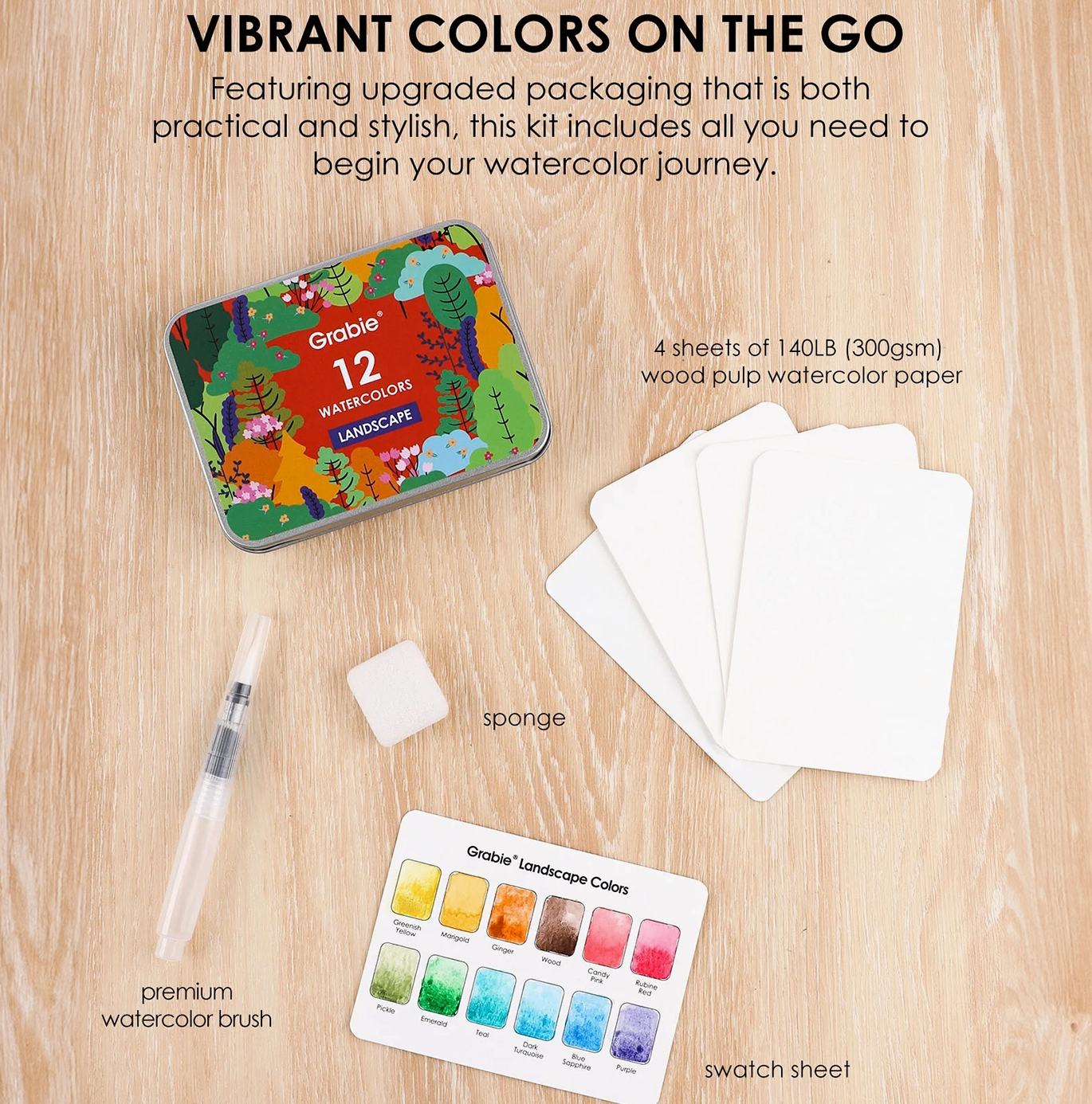 Watercolor Pocket Set of 12 With Brush