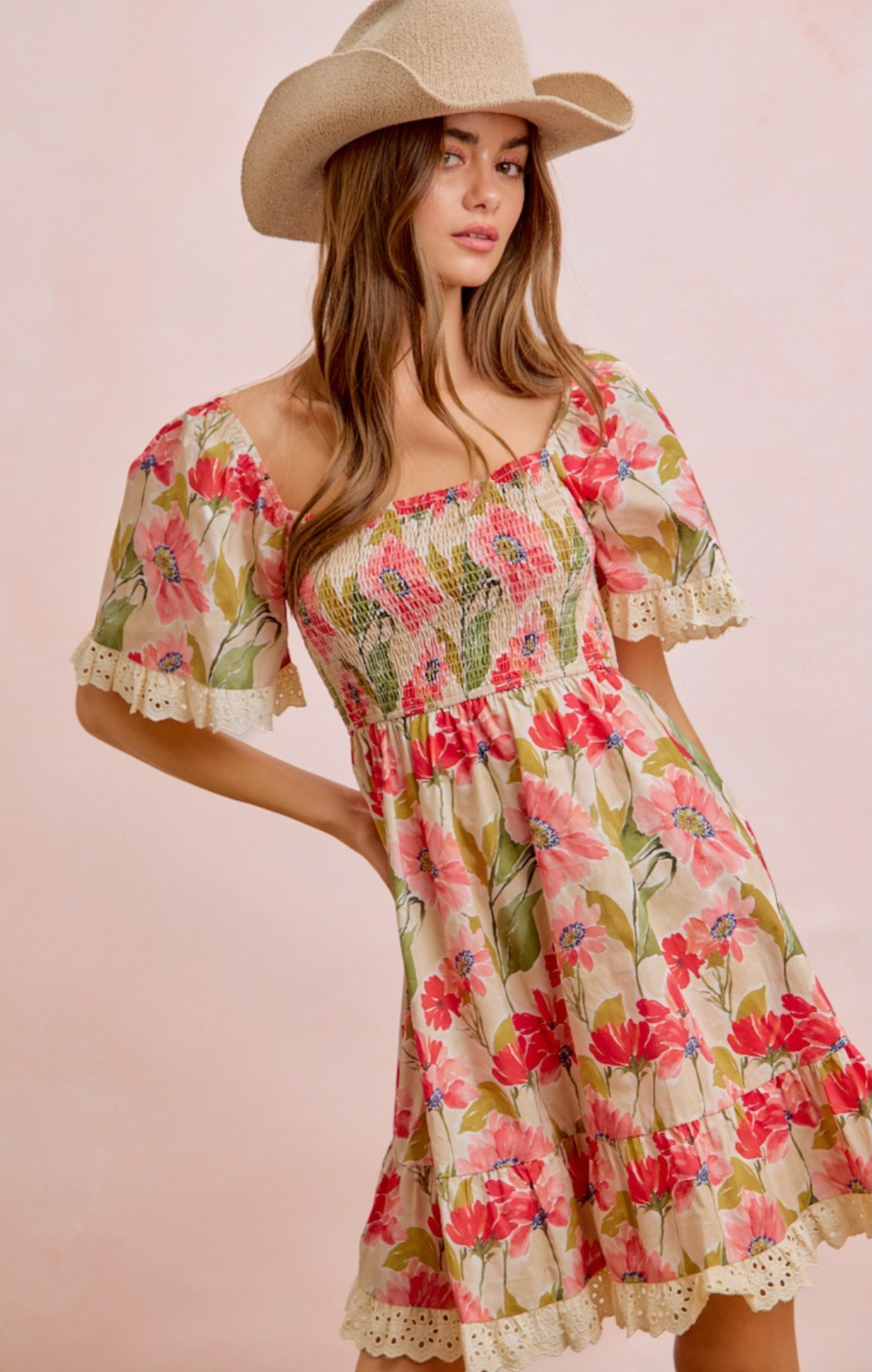 Dress- Floral Smocked